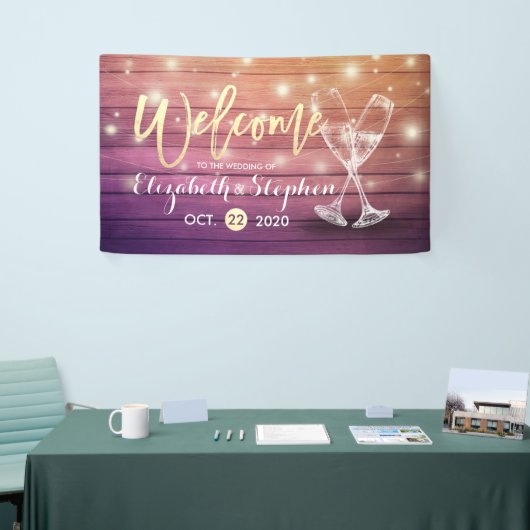 Weddenschap Welkomstbanner Champagne Glass Wood Li Spandoek (Beurs)