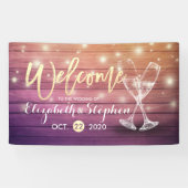 Weddenschap Welkomstbanner Champagne Glass Wood Li Spandoek (Horizontaal)