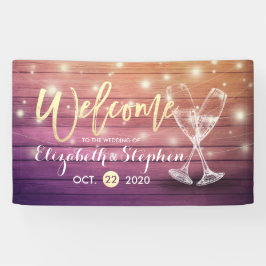 Weddenschap Welkomstbanner Champagne Glass Wood Li Spandoek