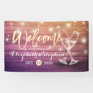 Weddenschap Welkomstbanner Champagne Glass Wood Li Spandoek