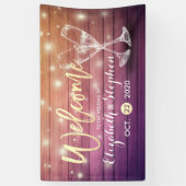 Weddenschap Welkomstbanner Champagne Glass Wood Li Spandoek (Verticaal)