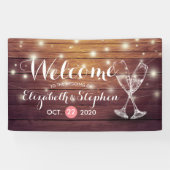 Weddenschap Welkomstbanner Champagne Glass Wood Li Spandoek (Horizontaal)