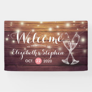 Weddenschap Welkomstbanner Champagne Glass Wood Li Spandoek