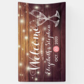 Weddenschap Welkomstbanner Champagne Glass Wood Li Spandoek (Verticaal)