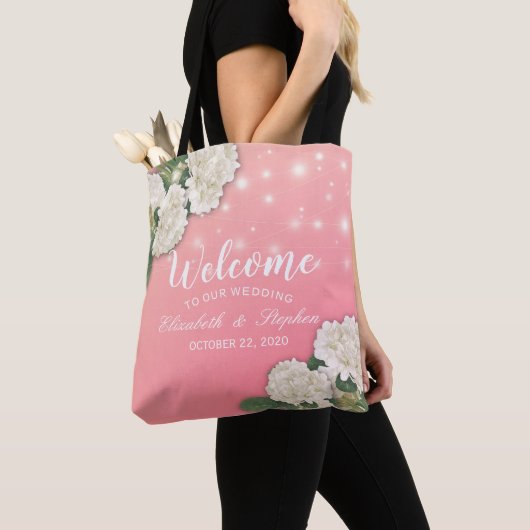 Weddenschap Welkomstcadeaus Hydrangeas String Ligh Tote Bag (Dichtbij)
