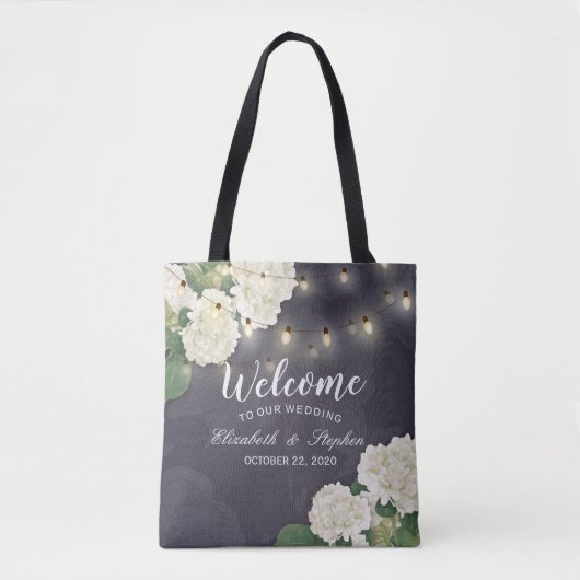 Weddenschap Welkomstcadeaus Hydrangeas String Ligh Tote Bag (Voorkant)