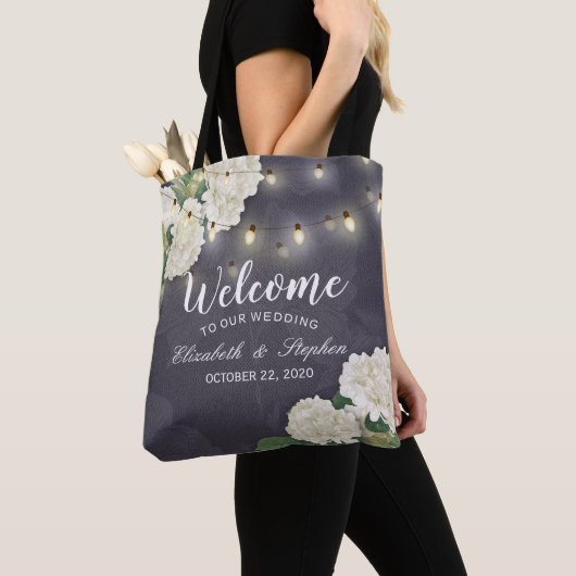 Weddenschap Welkomstcadeaus Hydrangeas String Ligh Tote Bag (Dichtbij)