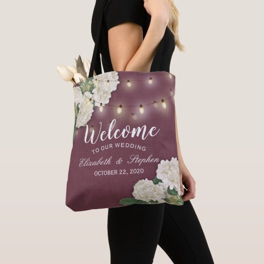 Weddenschap Welkomstcadeaus Hydrangeas String Ligh Tote Bag (Dichtbij)