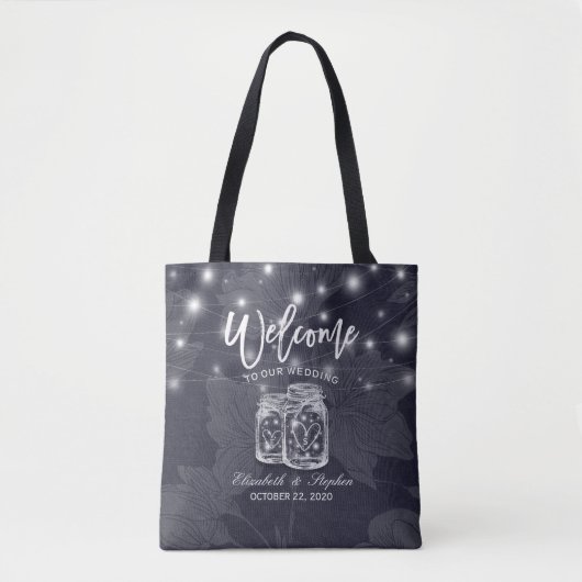 Weddenschap Welkomstcadeaus Mason Jars String Ligh Tote Bag (Voorkant)