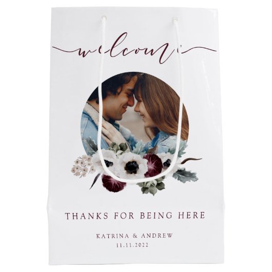 Weddenschap Welkomstfoto Gift Bag Medium Cadeauzakje (Achterkant)