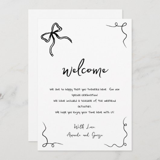 Weddenschap Welkomstpagina Feestdagenkaart (Voorkant / Achterkant)