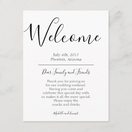 Weddenschap Welkomstreisnotitie Aanbetaling Label Informatiekaartje (Voorkant)
