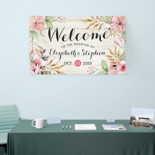 Weddenschap WelkomstWaterverf Roze Blok Rustisch H Spandoek (Beurs)