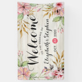 Weddenschap WelkomstWaterverf Roze Blok Rustisch H Spandoek (Verticaal)