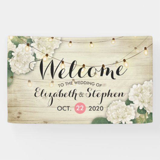 Weddenschap Welkomstwoord Banner Wood Flowers Stri (Horizontaal)