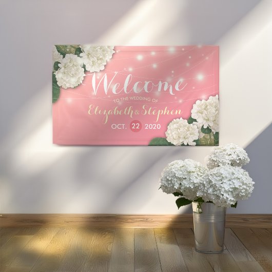 Weddenschap Welkomstwoord Hydrangea Flowers String Spandoek