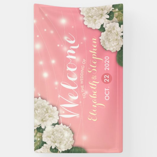 Weddenschap Welkomstwoord Hydrangea Flowers String Spandoek (Verticaal)