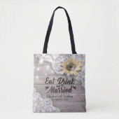 Weddenschap Welkomstwoord Zonnebloem Rustic Wood L Tote Bag (Voorkant)