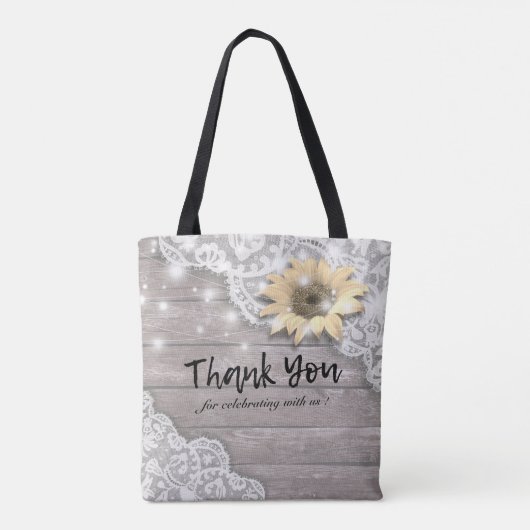 Weddenschap Welkomstwoord Zonnebloem Rustic Wood L Tote Bag (Achterkant)