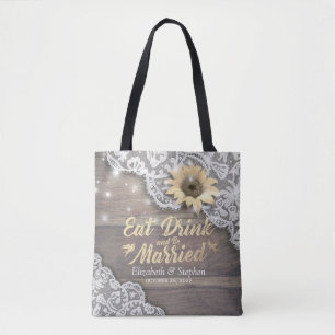 Weddenschap Welkomstwoord Zonnebloem Rustic Wood L Tote Bag