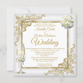 Weddenschap  White Champagne Gold Pearl Foto Kaart (Voorkant)