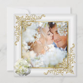 Weddenschap  White Champagne Gold Pearl Foto Kaart (Achterkant)
