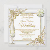 Weddenschap  White Champagne Gold Pearl Foto Kaart (Voorkant)
