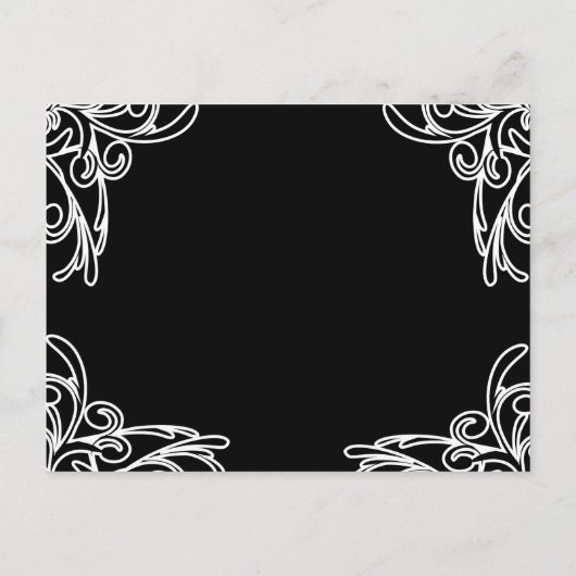 Weddenschap White Corners Swirls Uitnodiging Briefkaart (Achterkant)