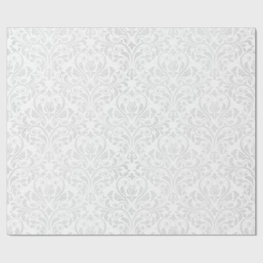 Weddenschap White Damask Stylized Heart & Roos Wra Cadeaupapier (Vlak)