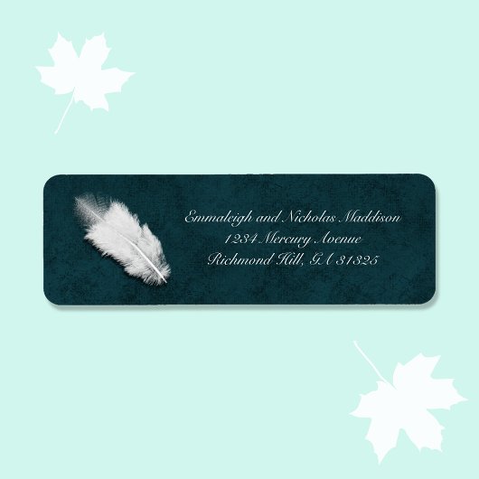 Weddenschap White Feather Moody Blauwgroen Return  Etiket