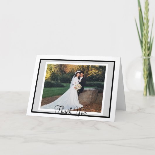 Weddenschap White Grey Foto bedankt kaarten (Voorkant)