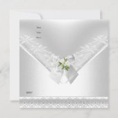 Weddenschap White Invitation White Bow Floral lace Kaart (Achterkant)