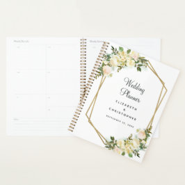 Weddenschap White Rozen Waterverf Gold Lijst Planner