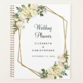 Weddenschap White Rozen Waterverf Gold Lijst Planner (Voorkant)