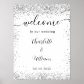Weddenschap white Silver Namen script welkomstwoor Poster (Voorkant)