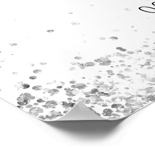 Weddenschap white Silver Namen script welkomstwoor Poster (Hoek)