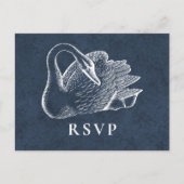 Weddenschap White Swan Navy Blue RSVP Uitnodiging Briefkaart (Voorkant)