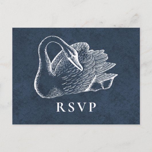 Weddenschap White Swan Navy Blue RSVP Uitnodiging Briefkaart (Voorkant)