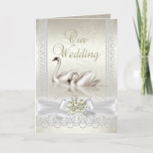 Weddenschap White swans beige Pearl Lace Foto (Voorkant)