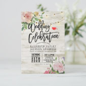 Weddenschap White Wood Floral String Light Kaart (Staand voorkant)