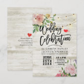 Weddenschap White Wood Floral String Light Kaart (Voorkant / Achterkant)