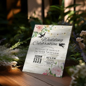 Weddenschap White Wood Floral String Light Kaart