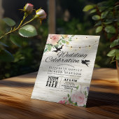 Weddenschap White Wood Floral String Light Kaart