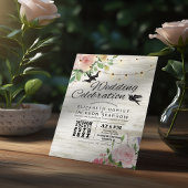 Weddenschap White Wood Floral String Light Kaart