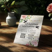 Weddenschap White Wood Floral String Light Kaart