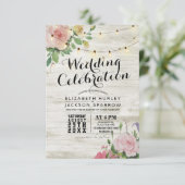 Weddenschap White Wood Floral String Light Kaart (Staand voorkant)