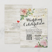 Weddenschap White Wood Floral String Light Kaart (Voorkant / Achterkant)