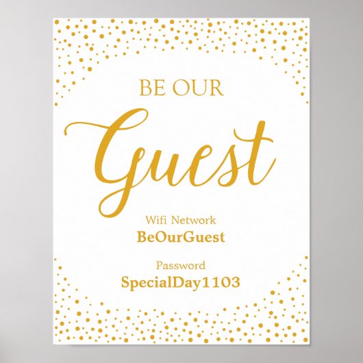 Weddenschap - Wifi Password Confetti Wedding Sign Poster (Voorkant)