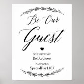 Weddenschap - Wifi Password Laurel Wedding Sign Poster (Voorkant)