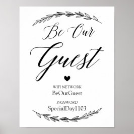 Weddenschap - Wifi Password Laurel Wedding Sign Poster
